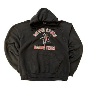 Silver Spurs Dance Team Hoodie Men Large Black NuBlend Graphic Back Hit Texas
